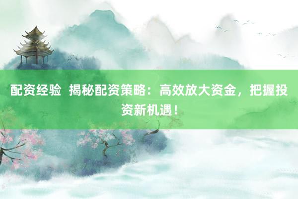 配资经验  揭秘配资策略：高效放大资金，把握投资新机遇！