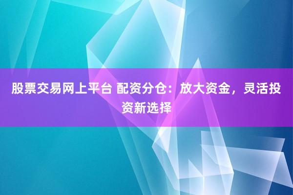 股票交易网上平台 配资分仓：放大资金，灵活投资新选择