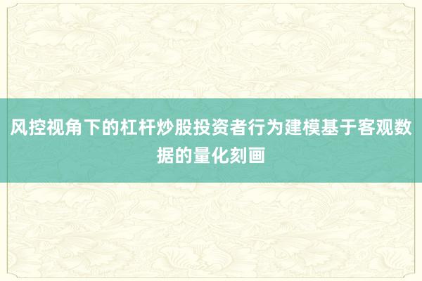 风控视角下的杠杆炒股投资者行为建模基于客观数据的量化刻画
